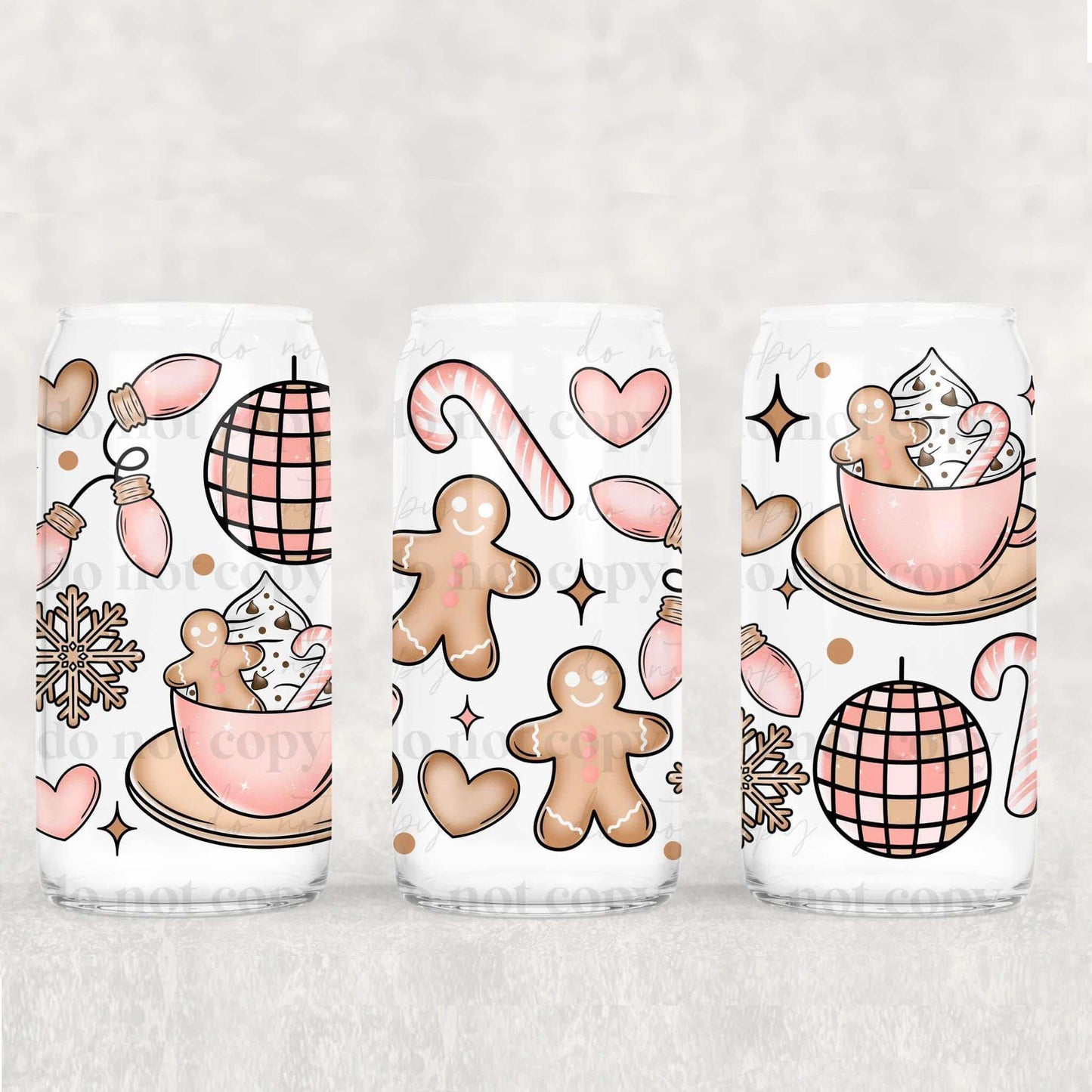 Pink Christmas Gingerbread UV Cup Wrap