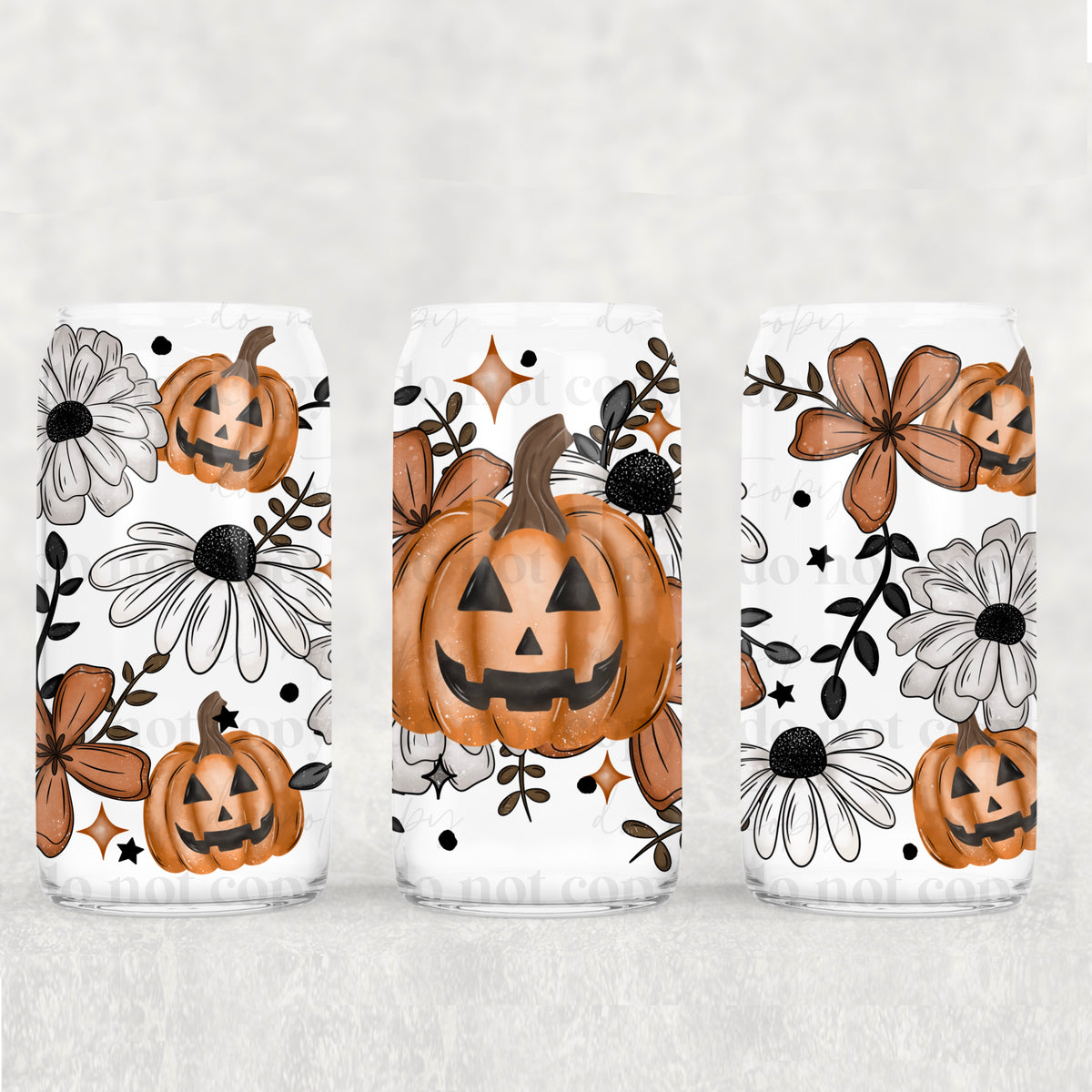 Black and white daisy pumpkin UV cup wrap