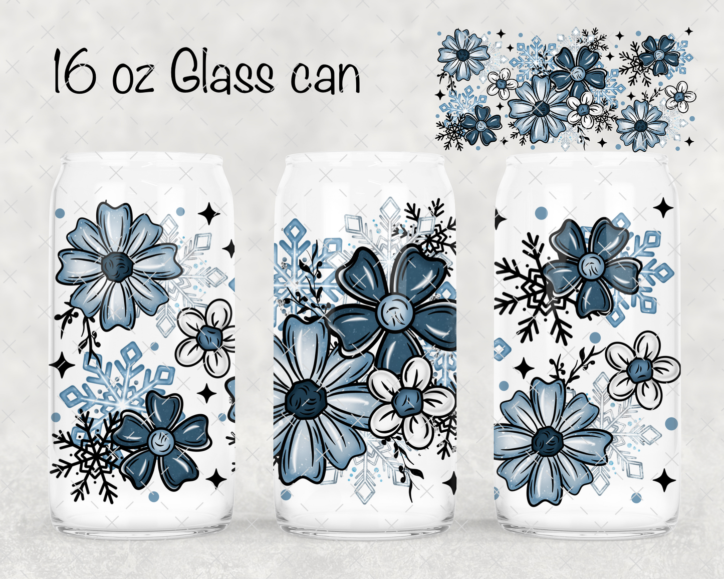 Blue Winter Florals UV Cup Wrap