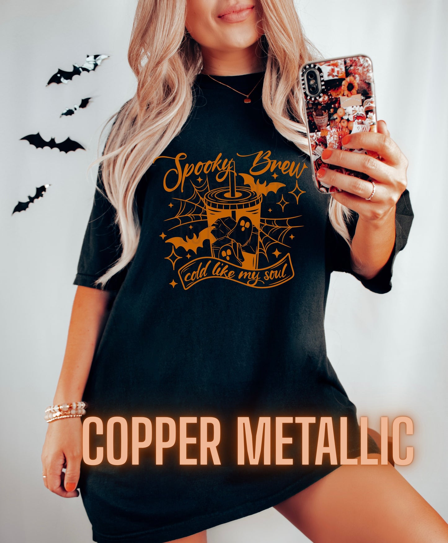 Spooky Brew Metallic Single Color * COPPER METALLIC INK* Single Color Screen Print Transfer