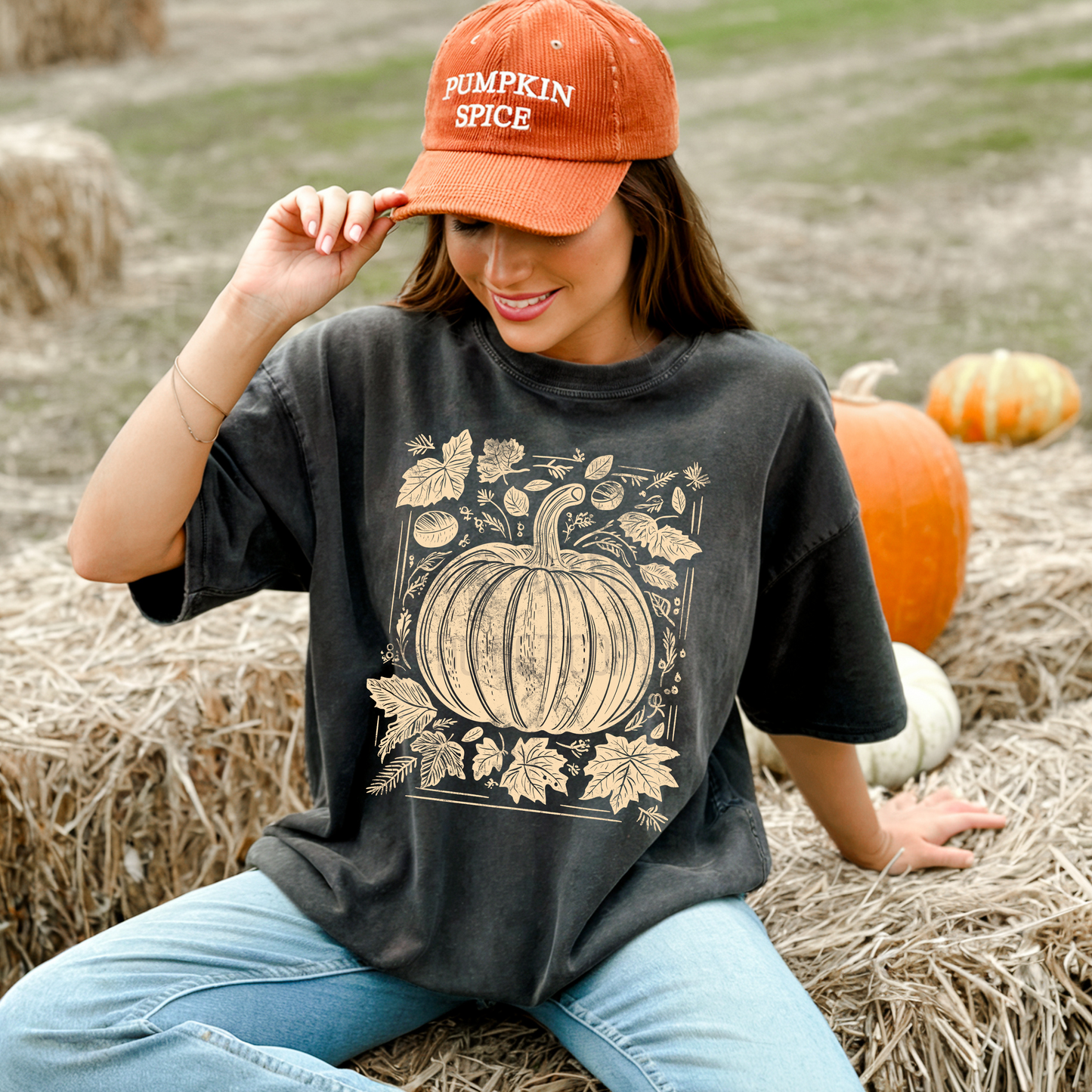 Cream Fall Pumpkin Single Color * CREAM INK* Single Color Screen Print Transfer