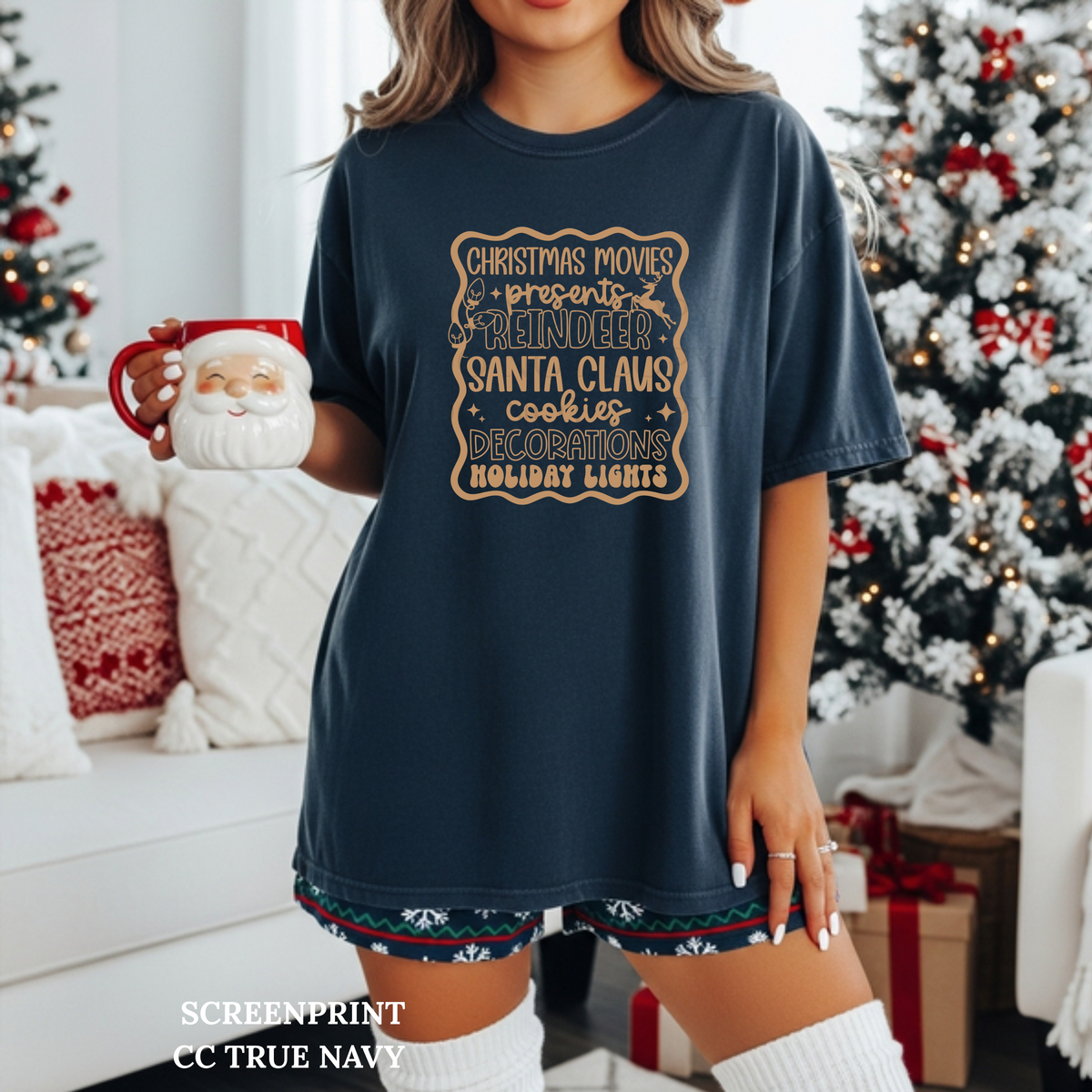 Tan Christmas Movies Single Color  * TAN INK* Single Color Screen Print Transfer