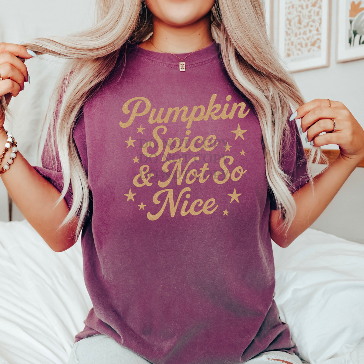 Pumpkin Spice & Not Nice Single Color  * TAN INK* Single Color Screen Print Transfer