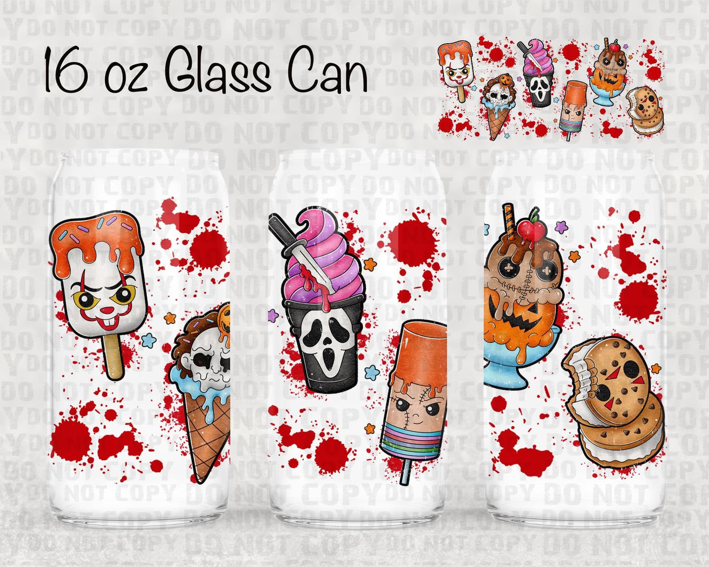 Horror ice cream UV cup wrap