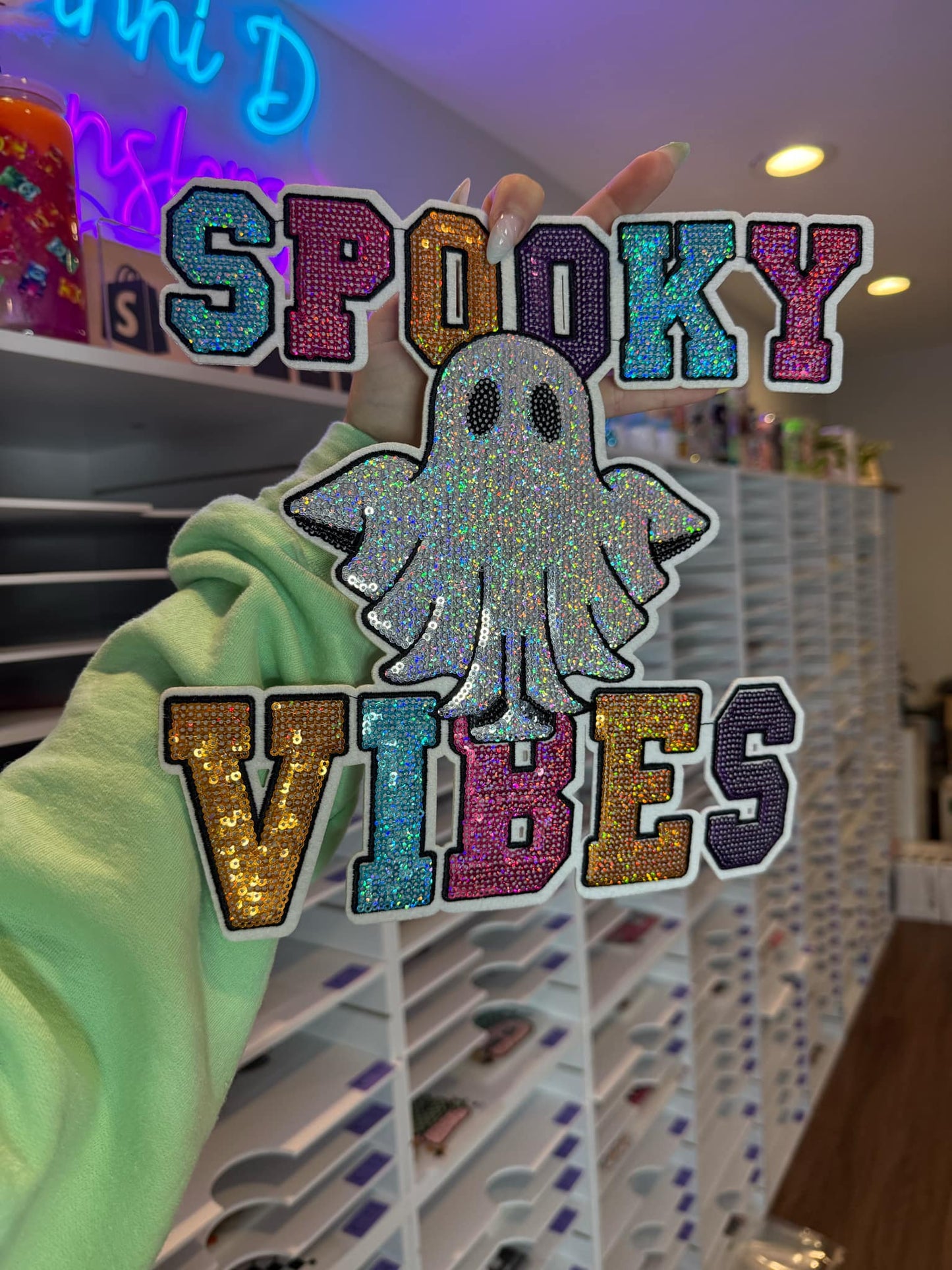 Spooky Vibes Sequin Chenille Patch