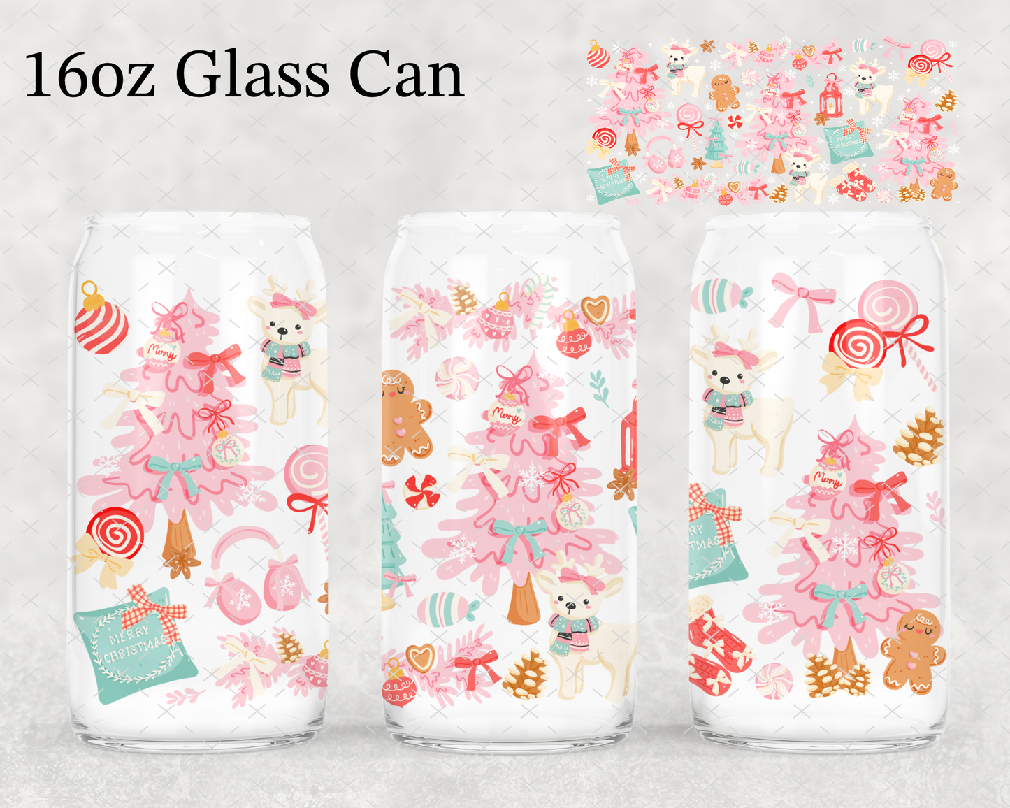 Pink Pastel Christmas UV Cup Wrap