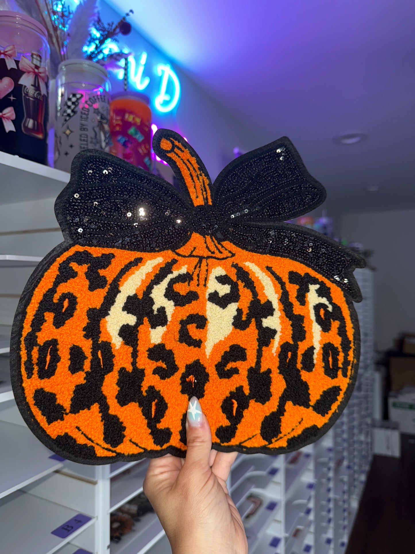 Cheetah Pumpkin Coquette Chenille Patch
