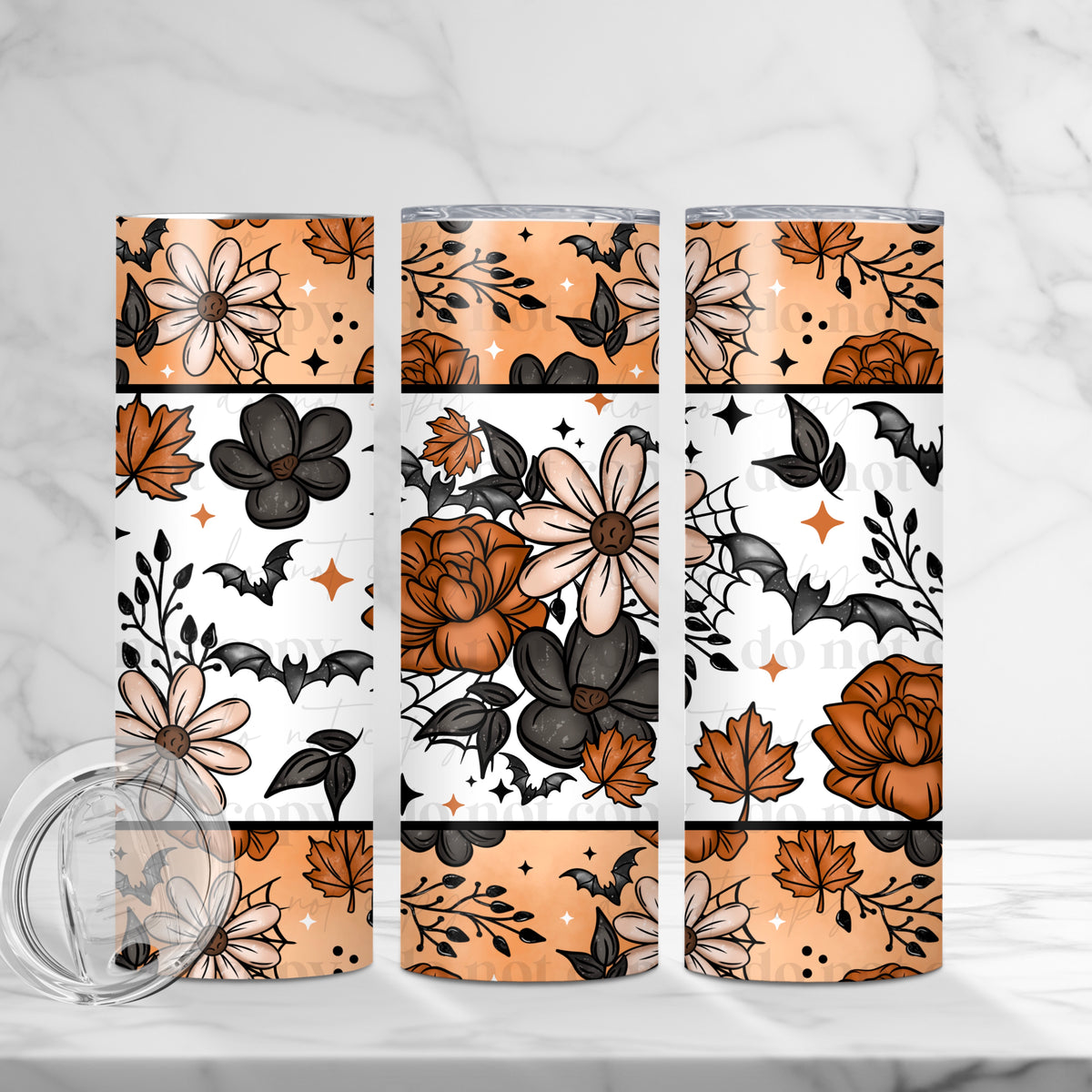 Fall Bat Floral 20oz Skinny Sublimation Tumbler