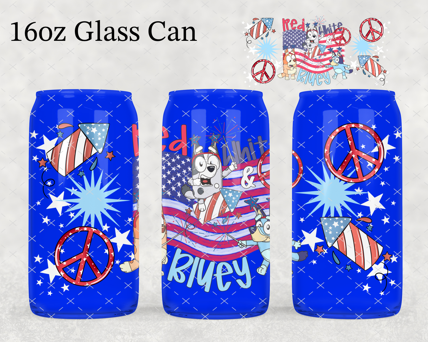 Red White & Blue Dog UV Cup Wrap