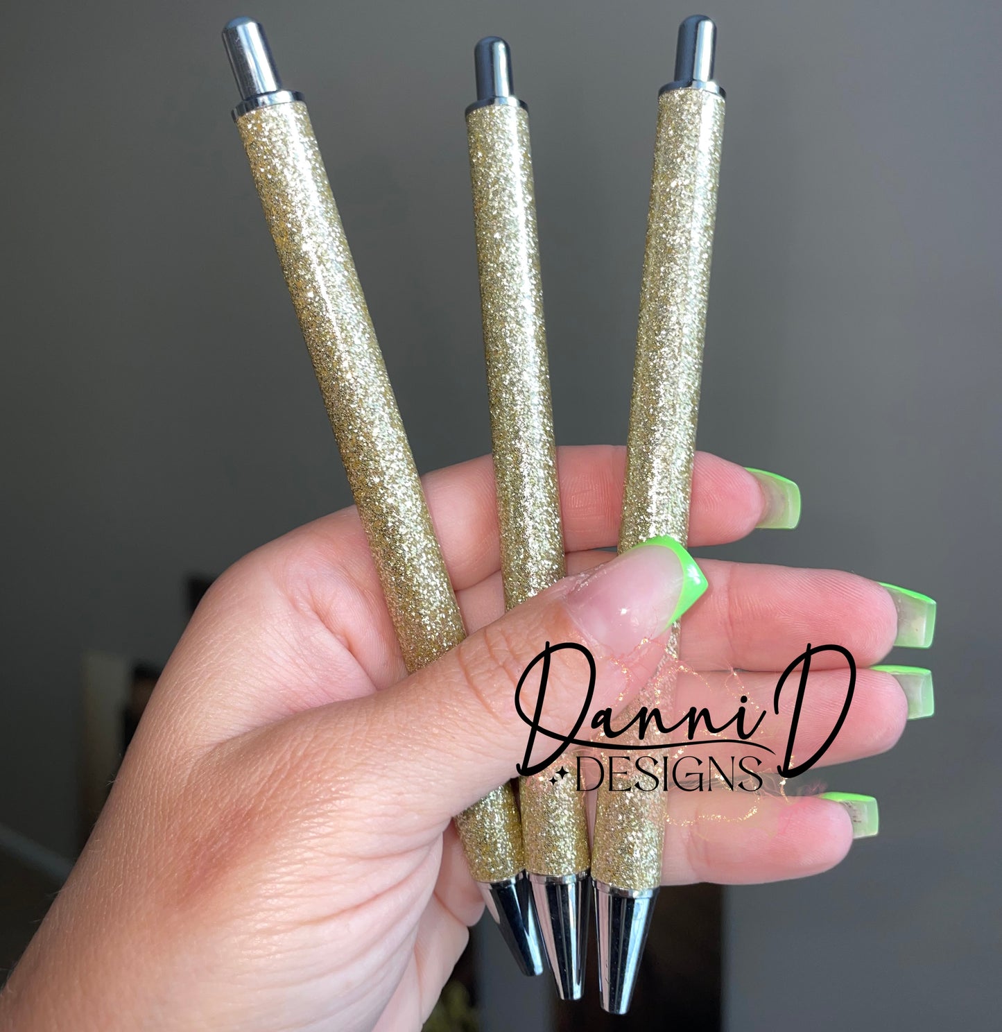 Gold glitter refillable ball point pen blanks