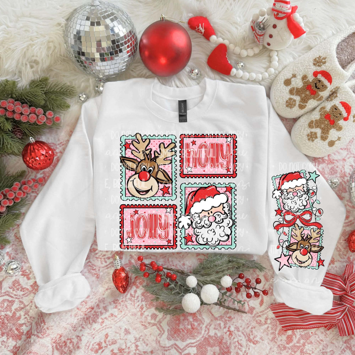 **PRE ORDER**Holly Jolly Stamps w/ 1 Sleeve DTF -DTF TRANSFER