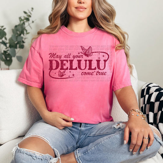 Delulu (watermelon) single color screen print transfer