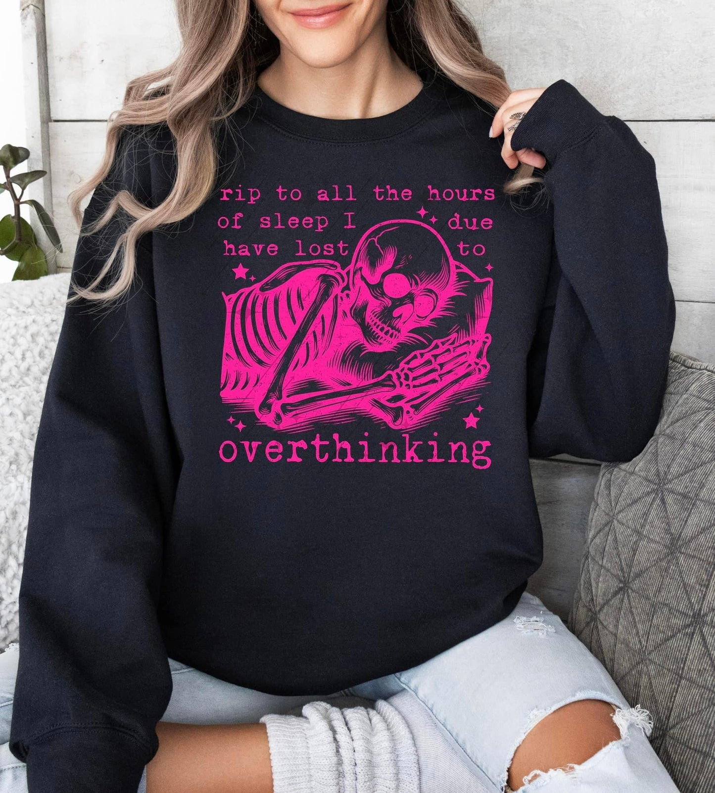 Over thinking *hot pink * single color screen print transfer