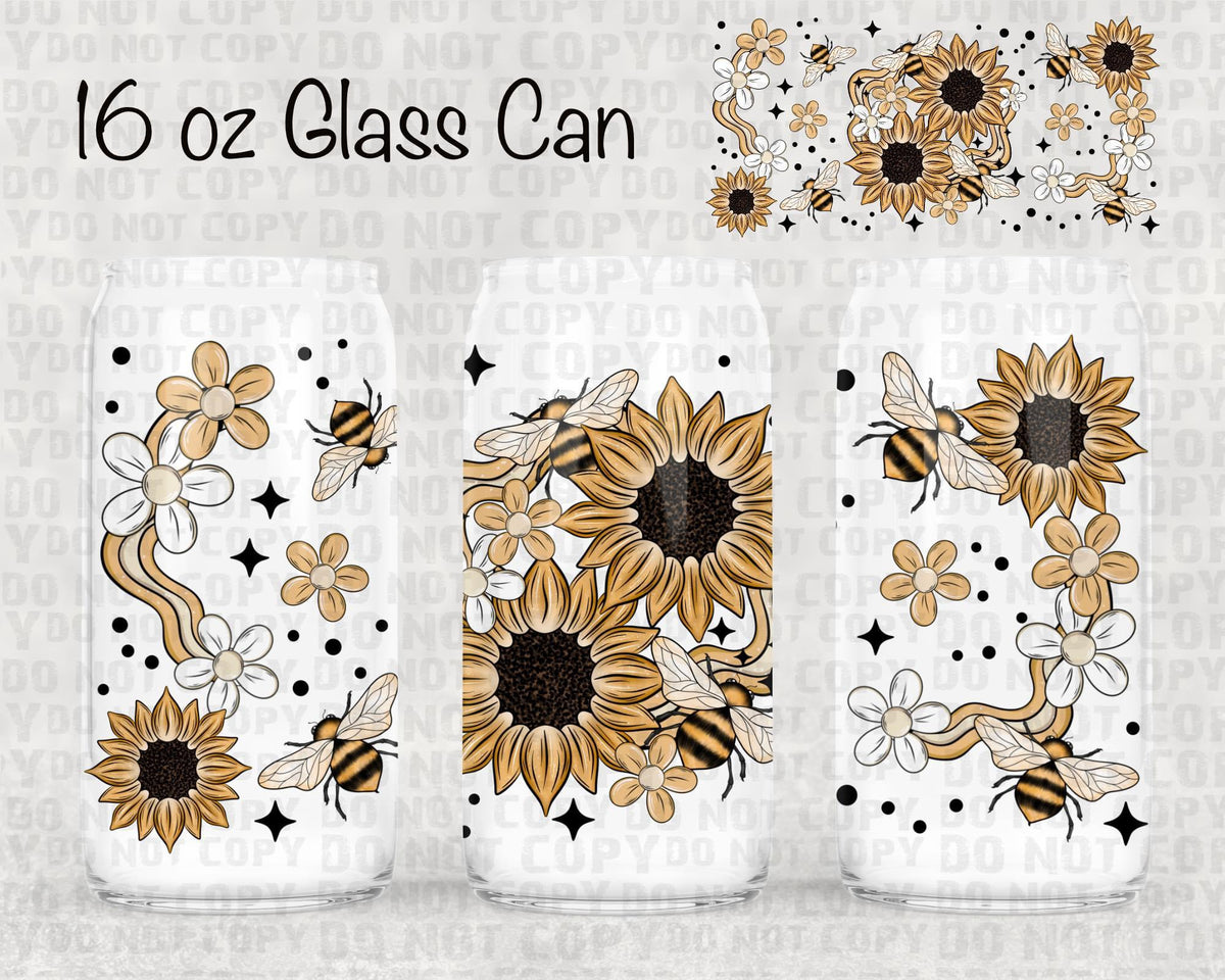 SUNFLOWERS and bees UV cup wrap