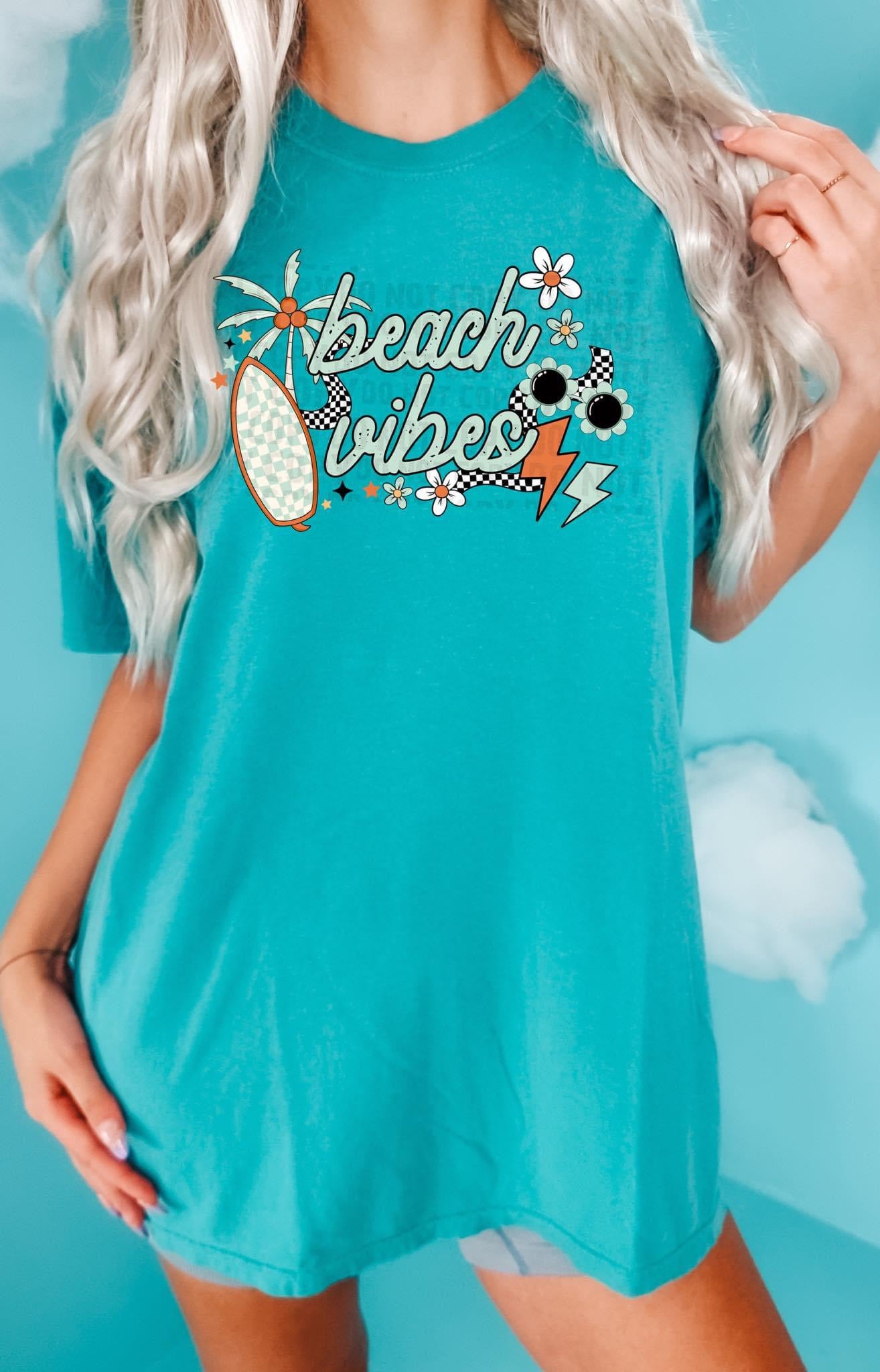 Beach vibes boho screen print transfer