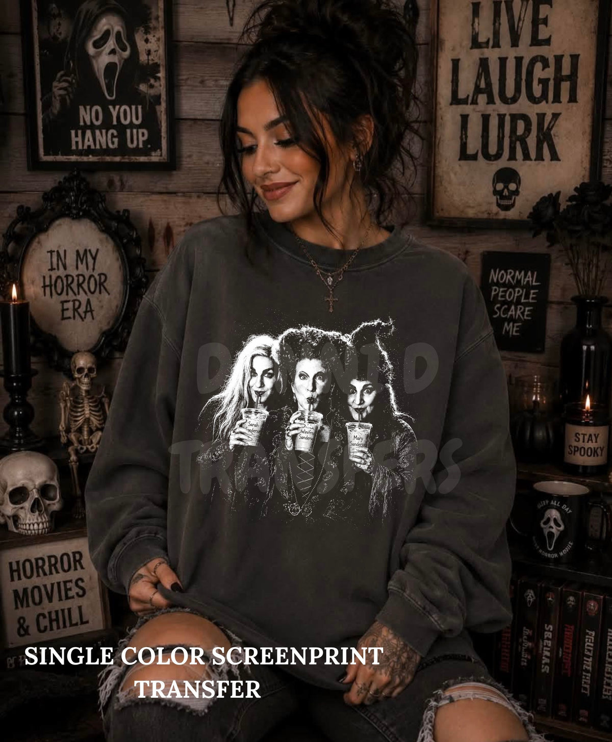Hocus Girls Single Color  *WHITE INK* Single Color Screen Print Transfer