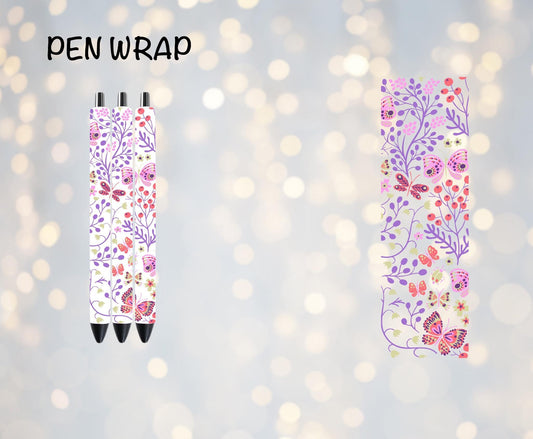 Pink and purple floral UV pen wrap