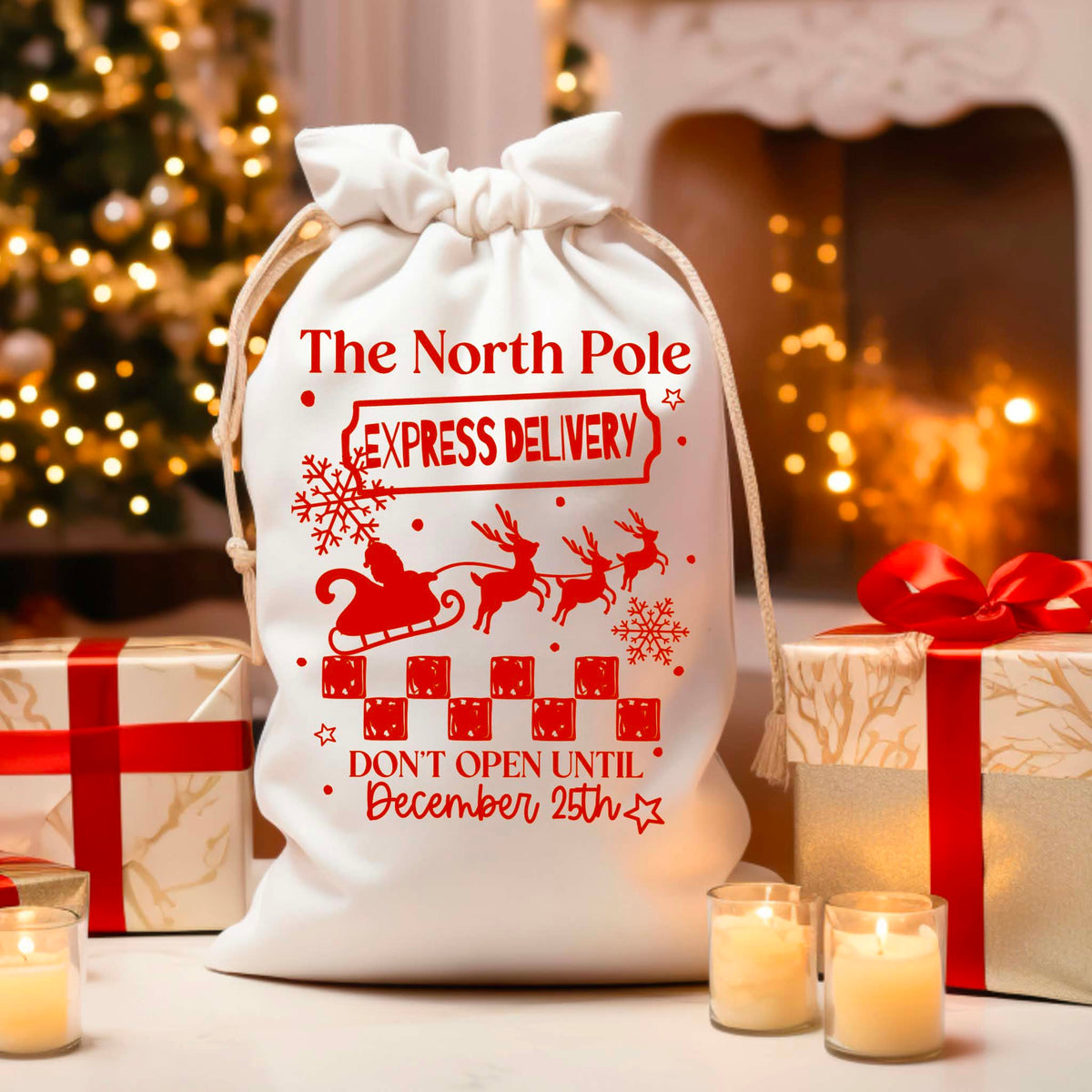 **PRE ORDER**14X19 North Pole Express Delivery RED DTF -DTF TRANSFER