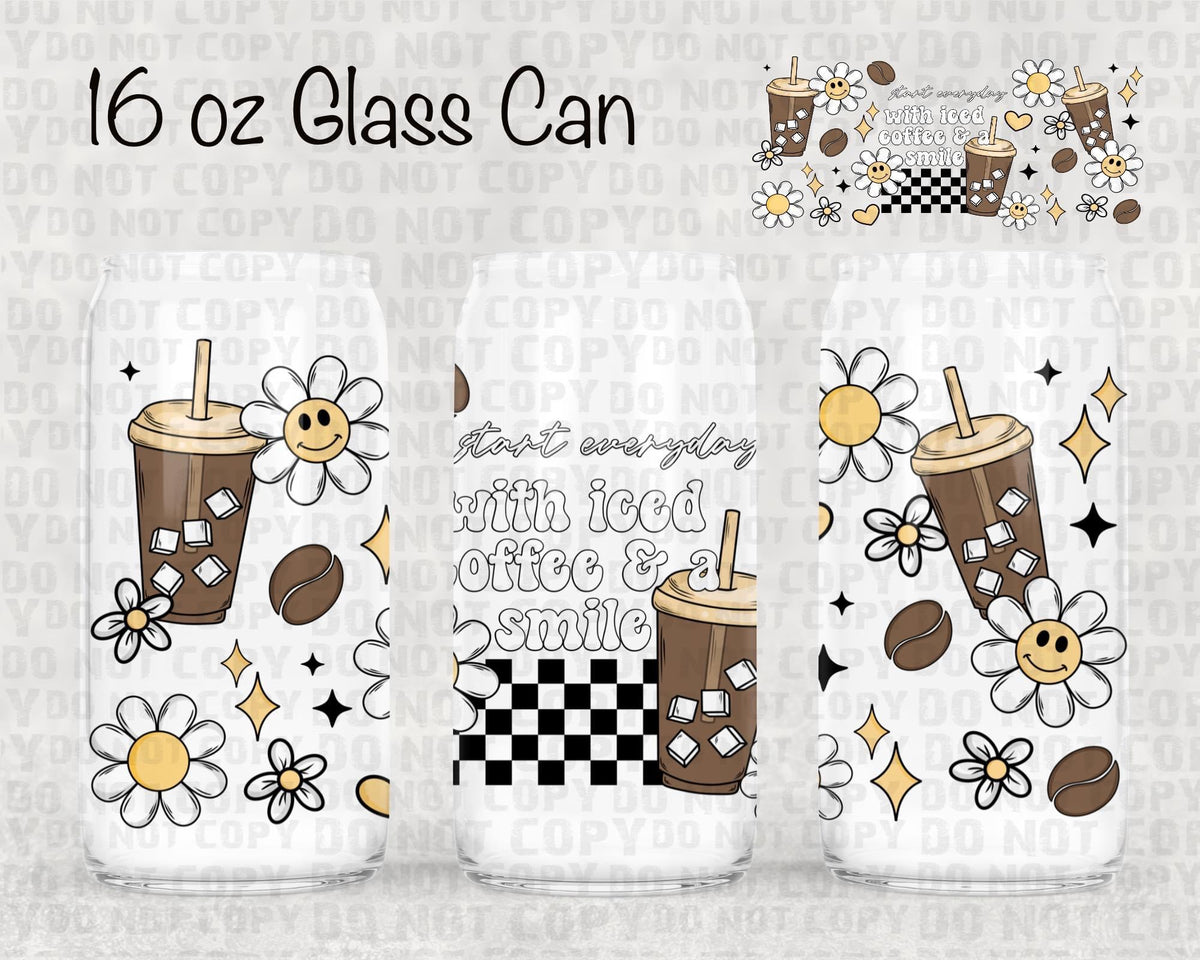 Iced coffee and a smile *exclusive* UV dtf cup wrap