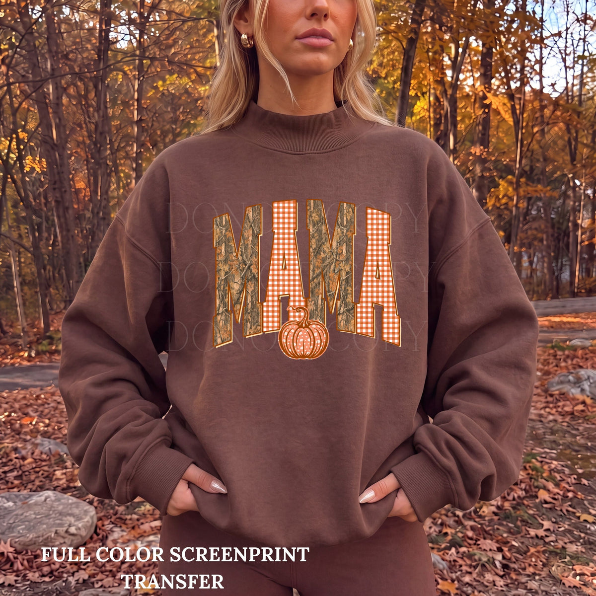 Pumpkin Camo Mama -Clear Film Screen Print