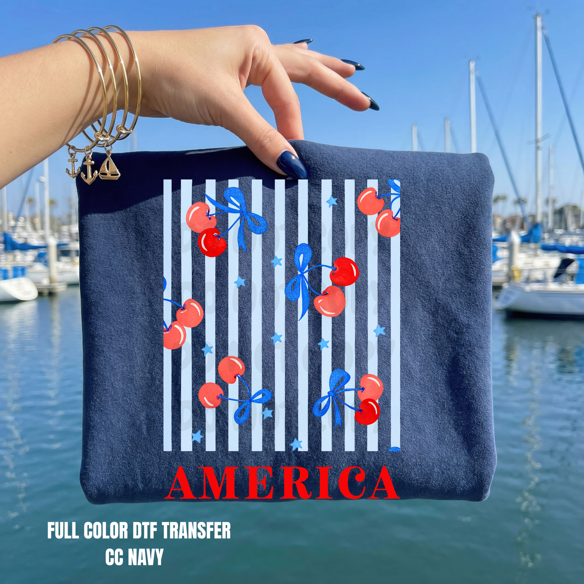 America Stripe Cherries-DTF TRANSFER