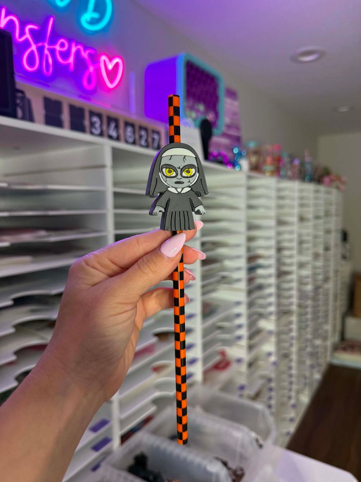 Horror Nun 8mm Straw Topper (Standard Straw Size) Straw Not Included