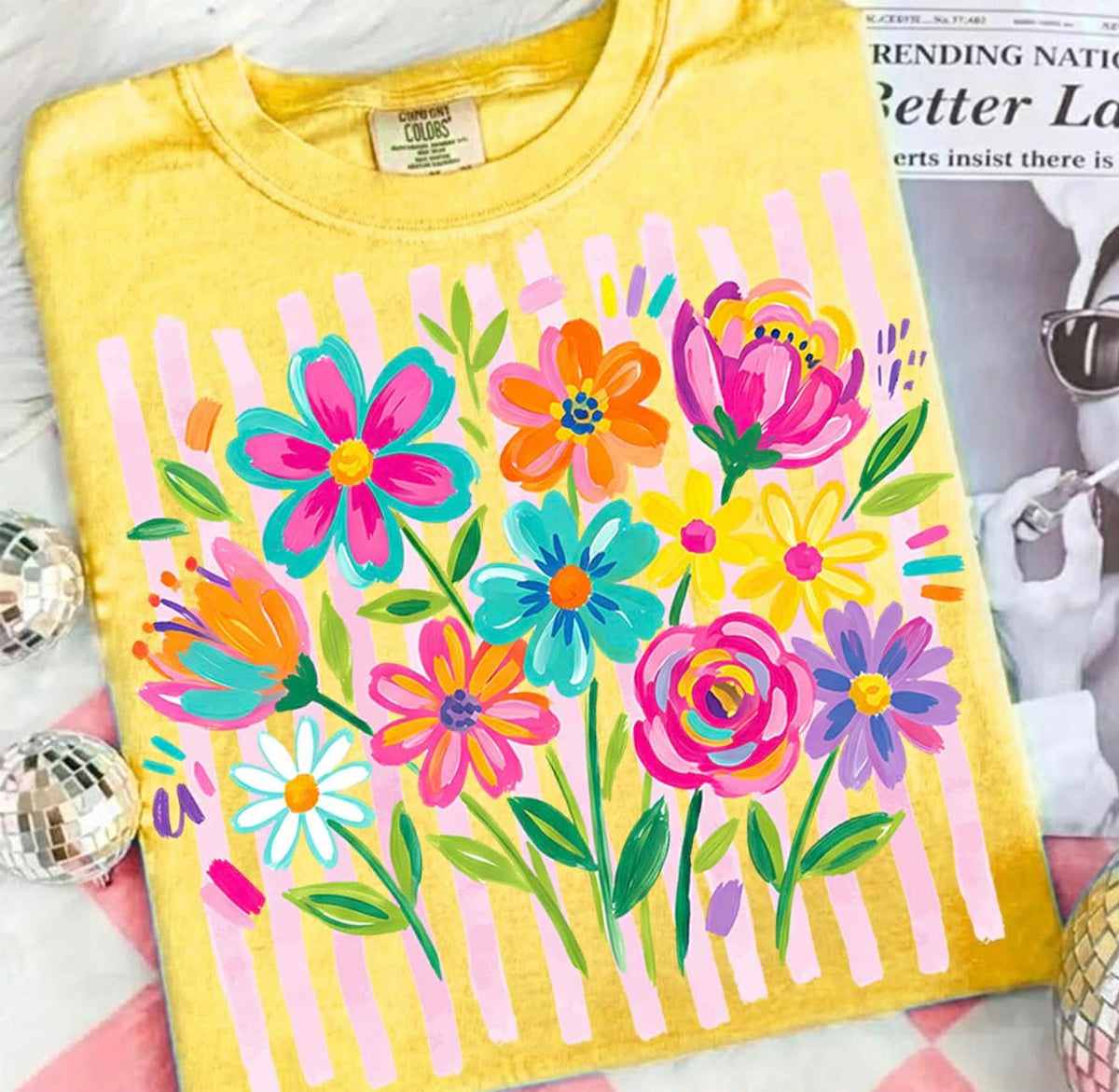 **PRE ORDER** Floral Striped DTF -DTF TRANSFER
