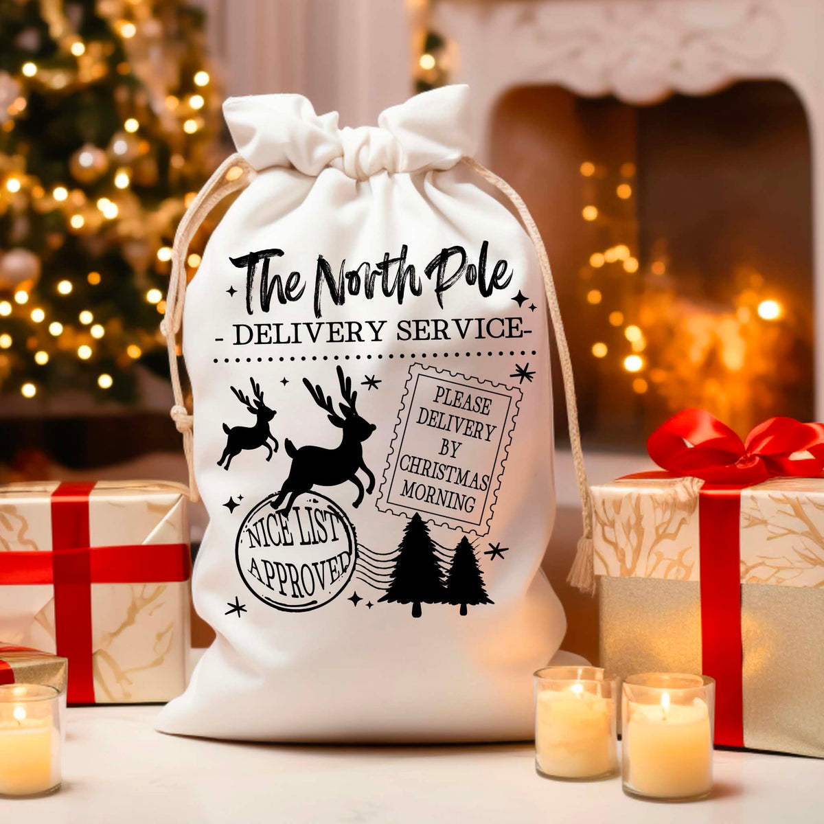 **PRE ORDER**14X19 North Pole Delivery Service BLACK DTF -DTF TRANSFER
