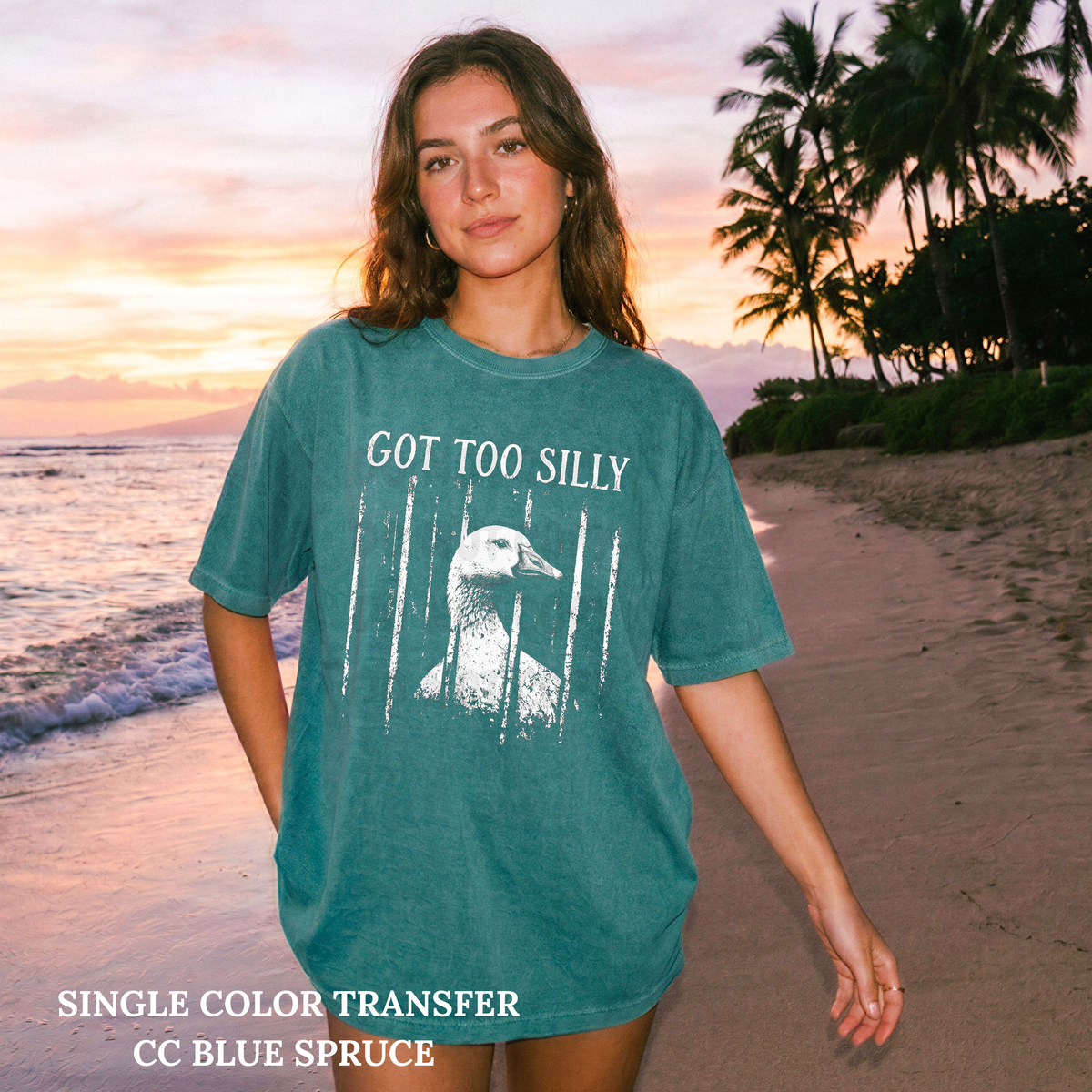 Got Too Silly Single Color  *WHITE INK* Single Color Screen Print Transfer