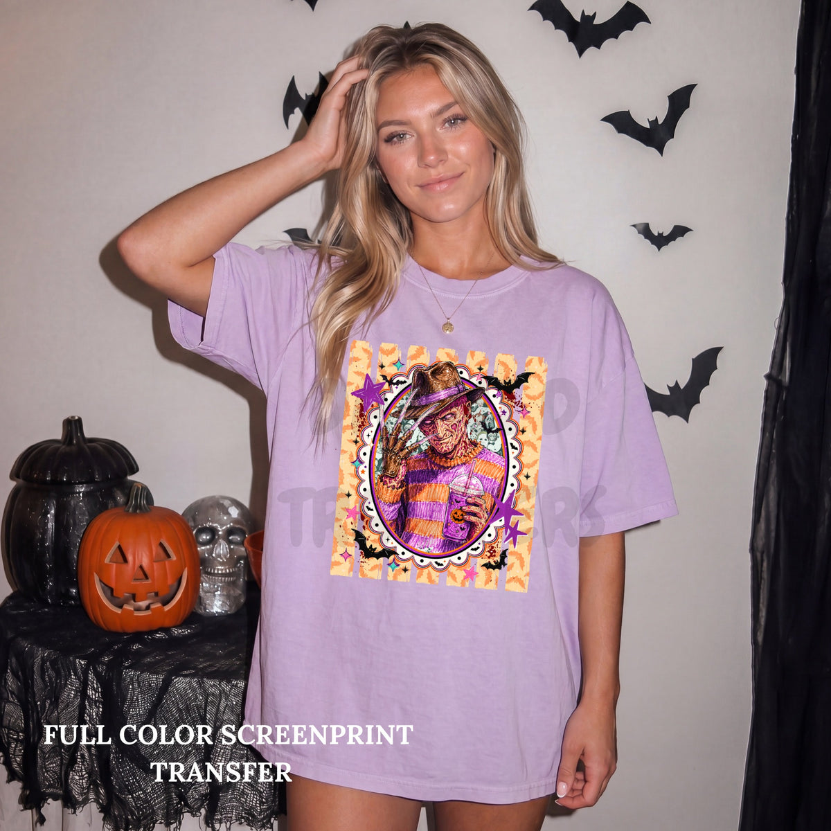 Freddy Spooky Stripes- Clear Film Screen Print