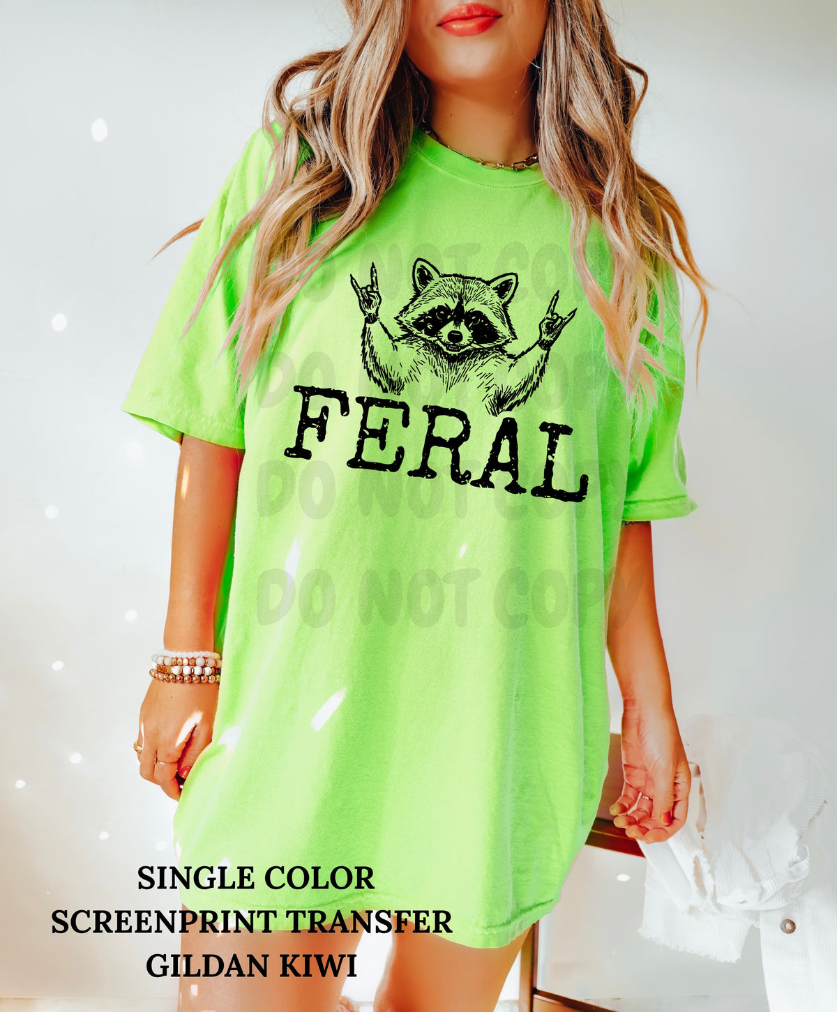 Feral Raccoon Single Color  *BLACK INK* Single Color Screen Print Transfer