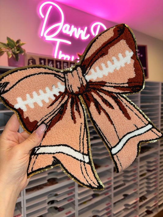 Football Bow Chenille Patch