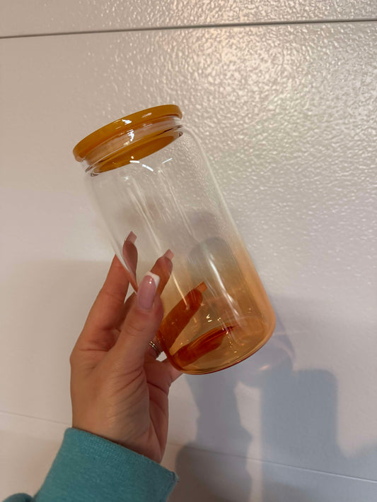 16oz *yellow/orange* ombré jelly glass can