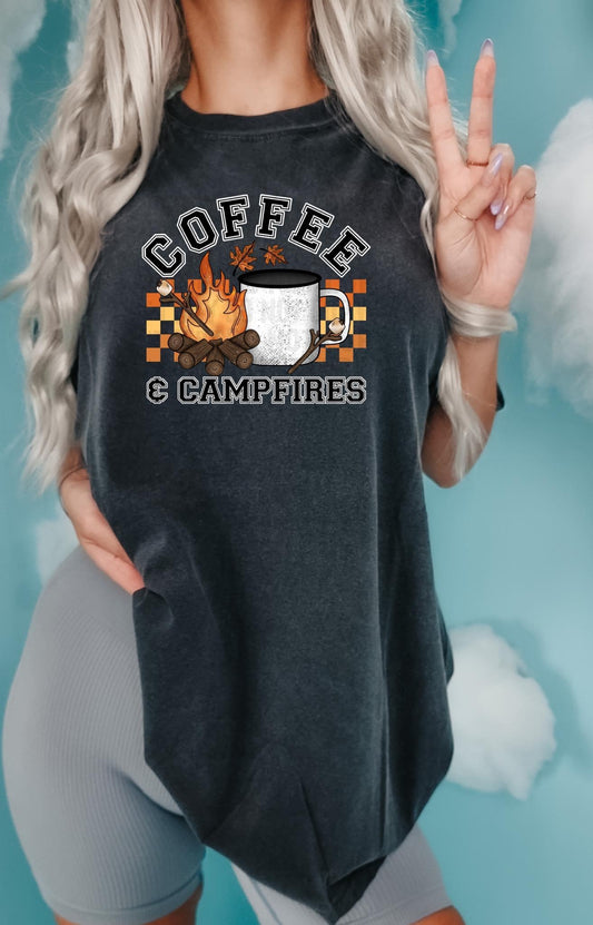 Coffee and campfires screen print transfer