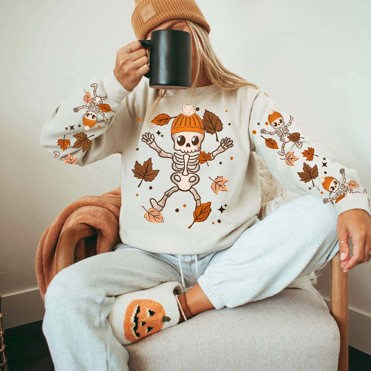 **PRE ORDER** Fall Skellie w/ 2 Sleeves DTF -DTF TRANSFER