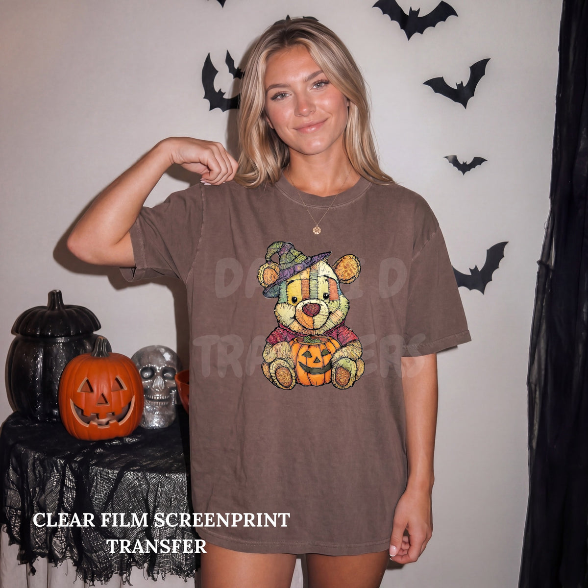 Patchwork Silly Bear - Clear Film Screen Print