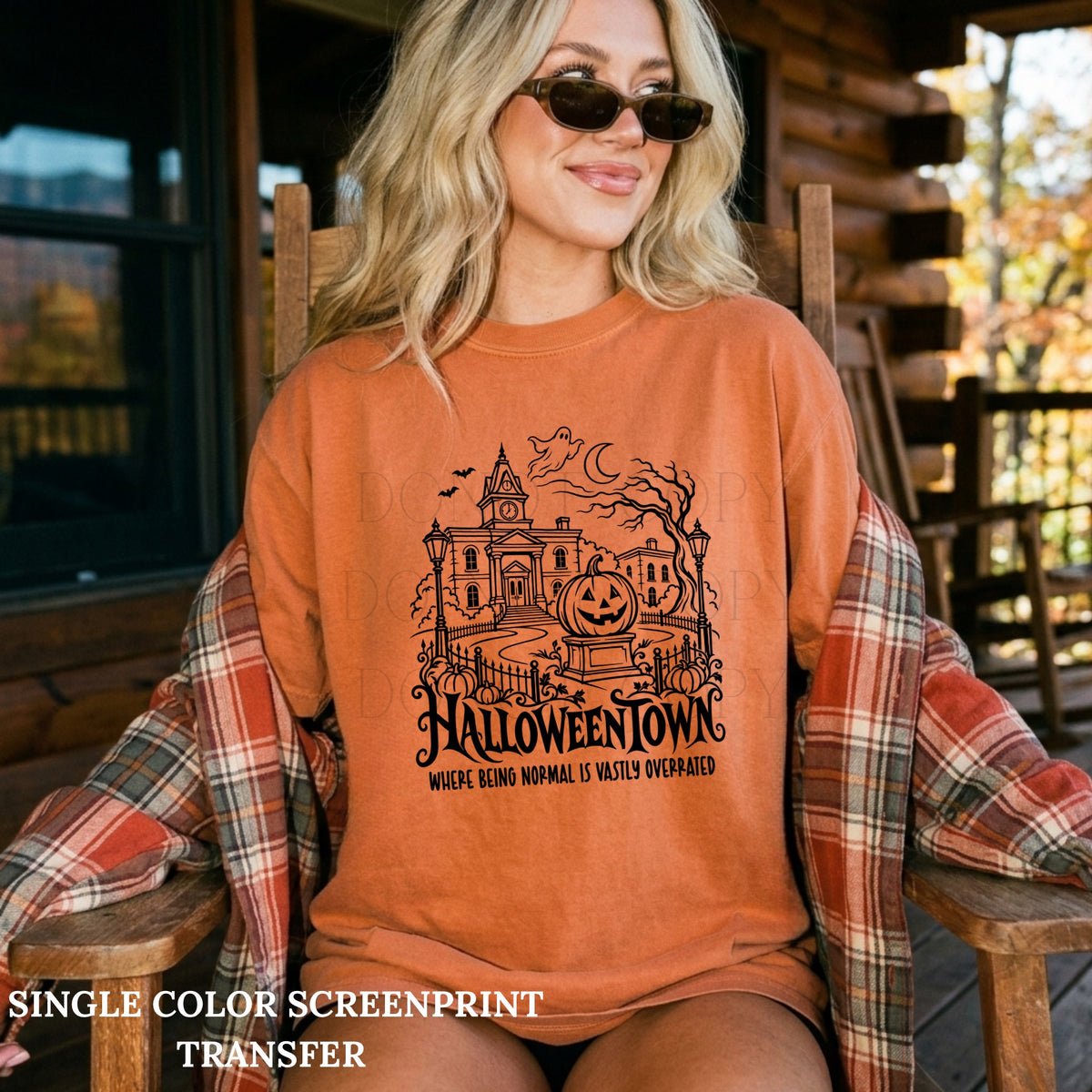 Halloweentown Single Color  *BLACK INK* Single Color Screen Print Transfer