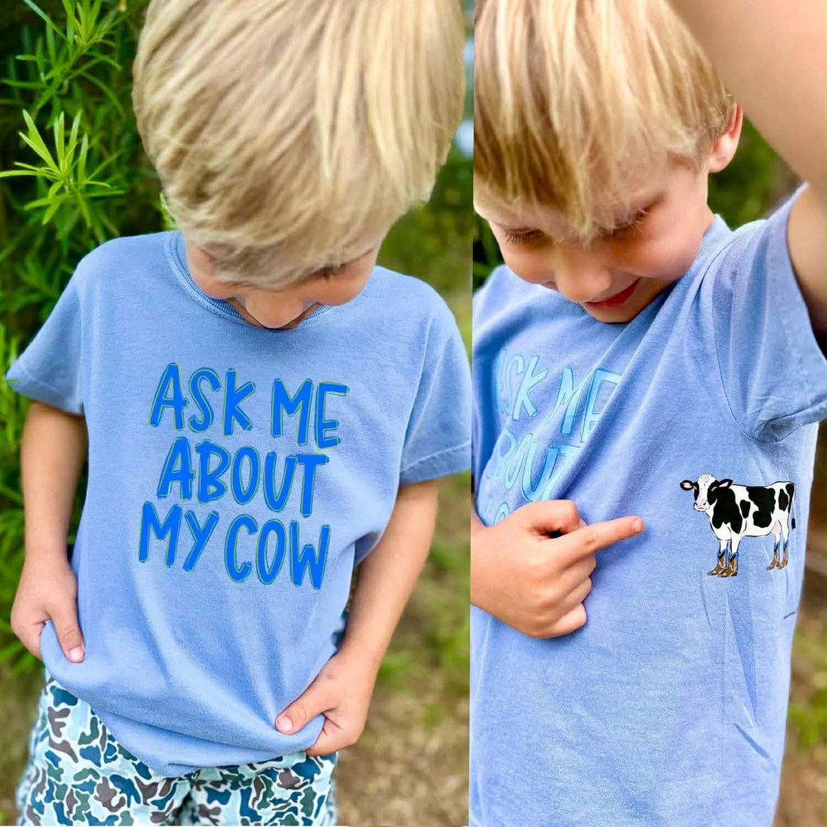 **PRE ORDER**YOUTH Blue Ask Me Cow DTF -DTF TRANSFER