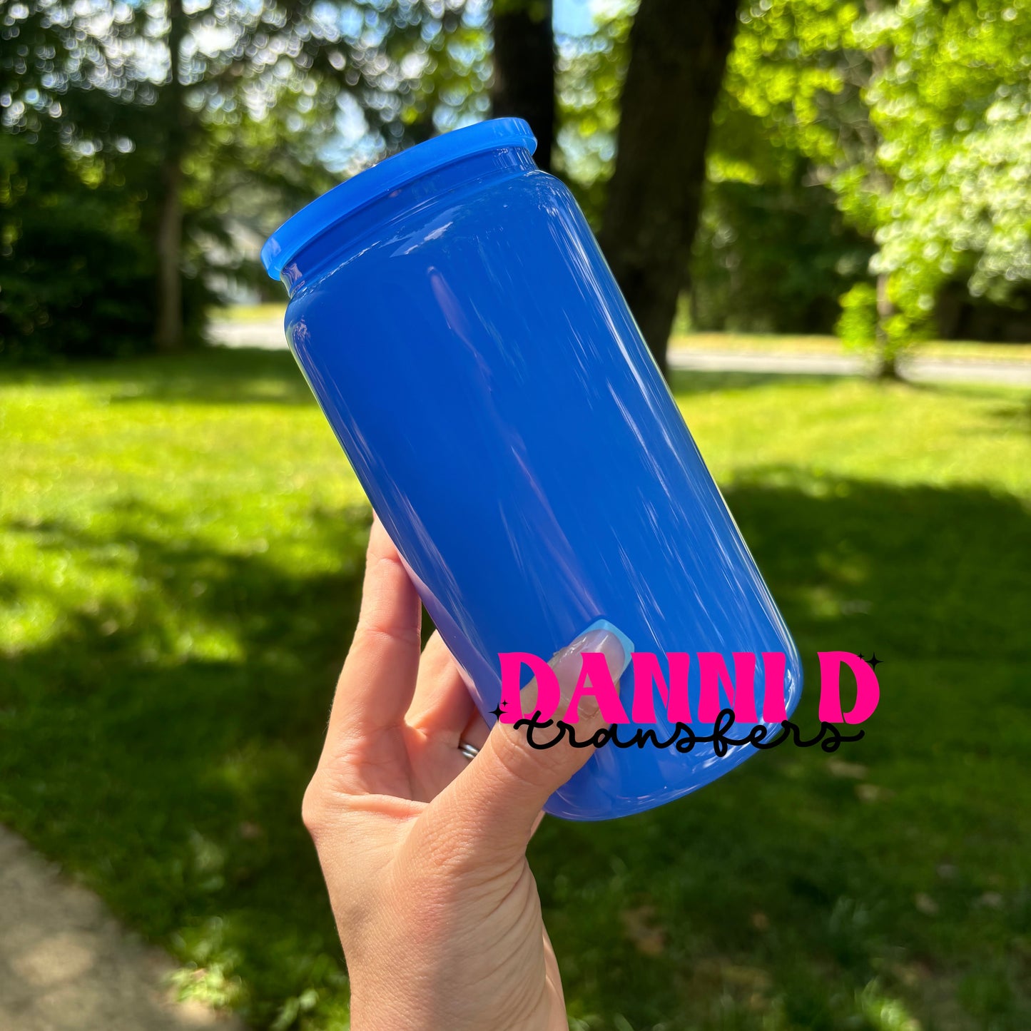 16 oz. NEON BLUE GLASS CAN