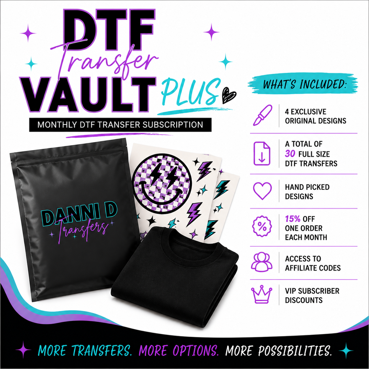 DTF TRANSFER VAULT **PLUS**Subscription (Automatic Monthly Recurring Charge)