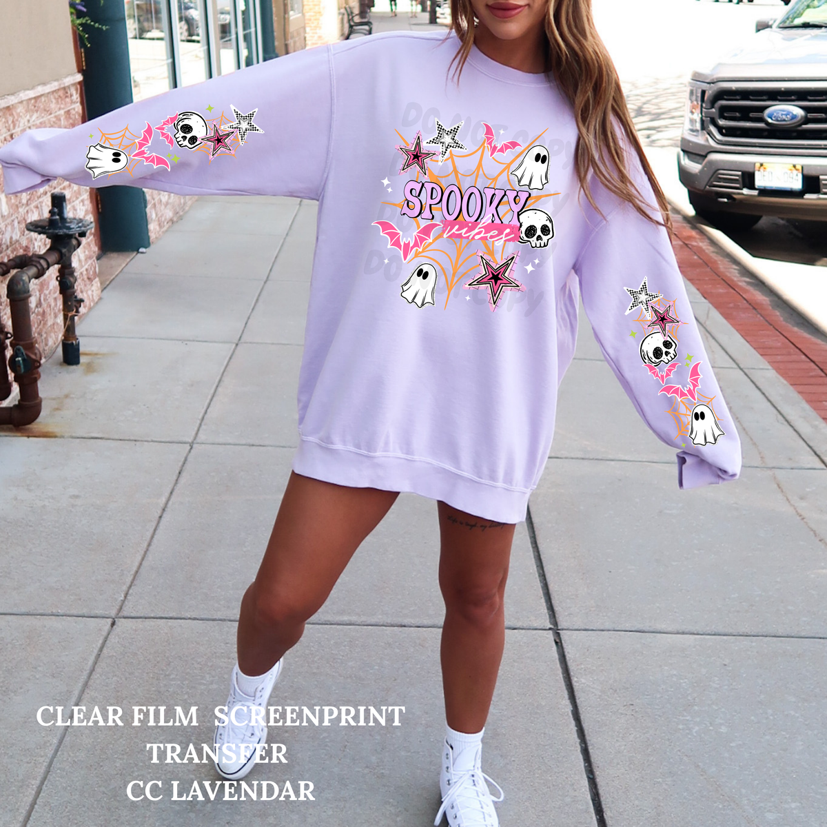 Pastel Spooky Vibes w/ 2 Sleeves-Clear Film Screen Print