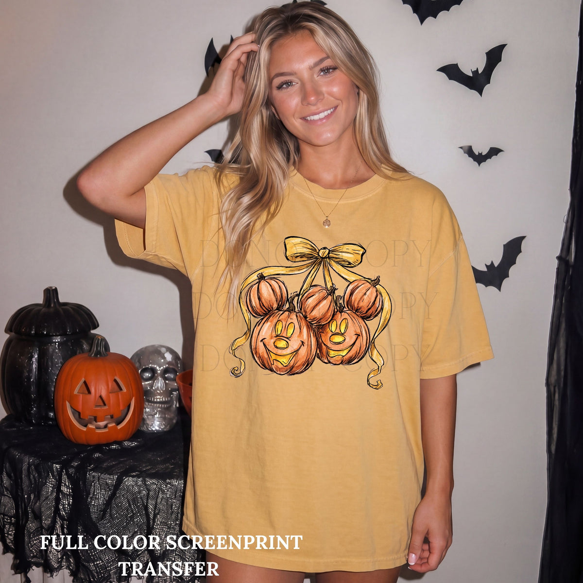Mouse Pumpkin Cherries -Clear Film Screen Print