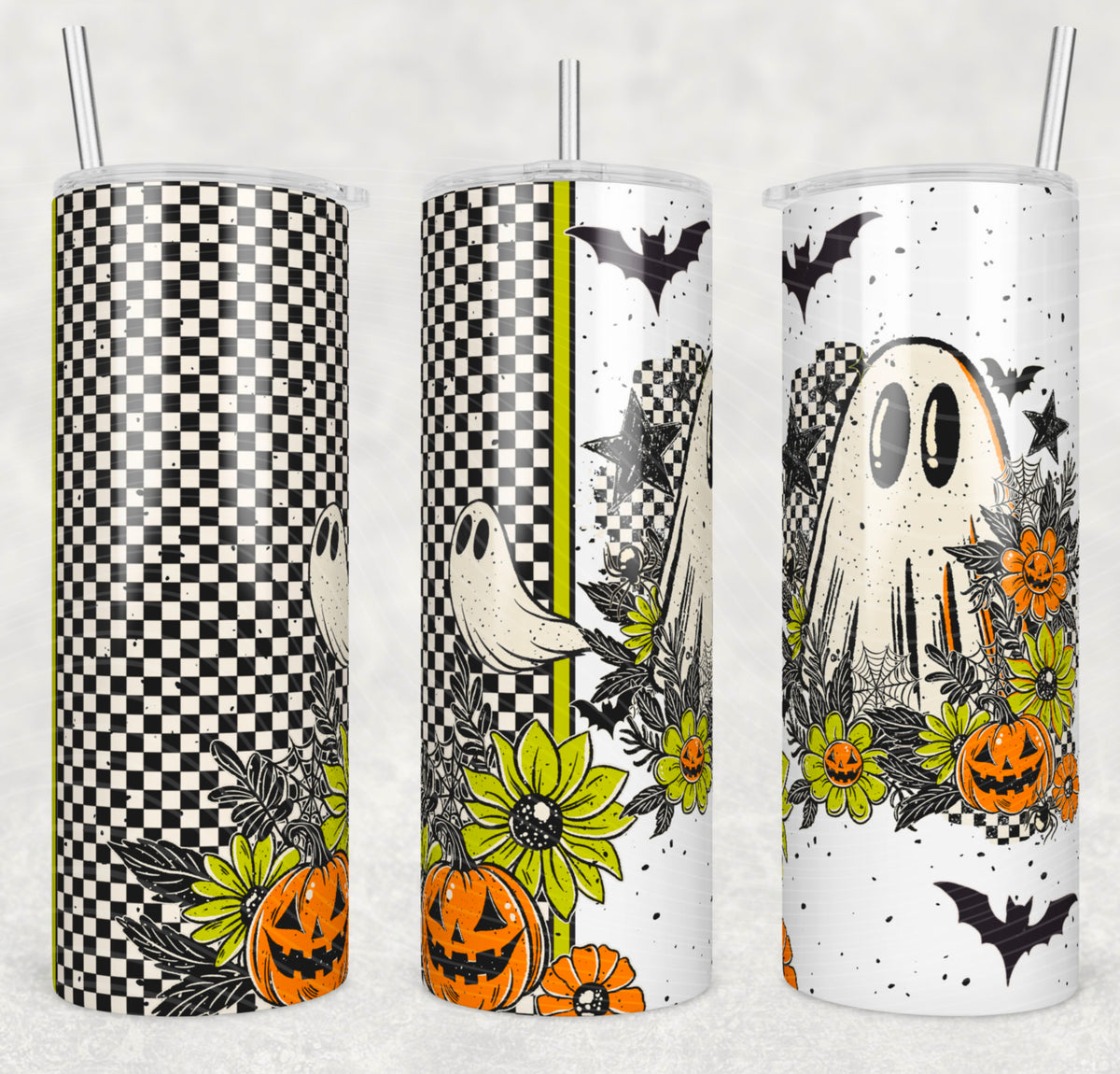 Checker ghostie 20oz skinny sublimation transfer