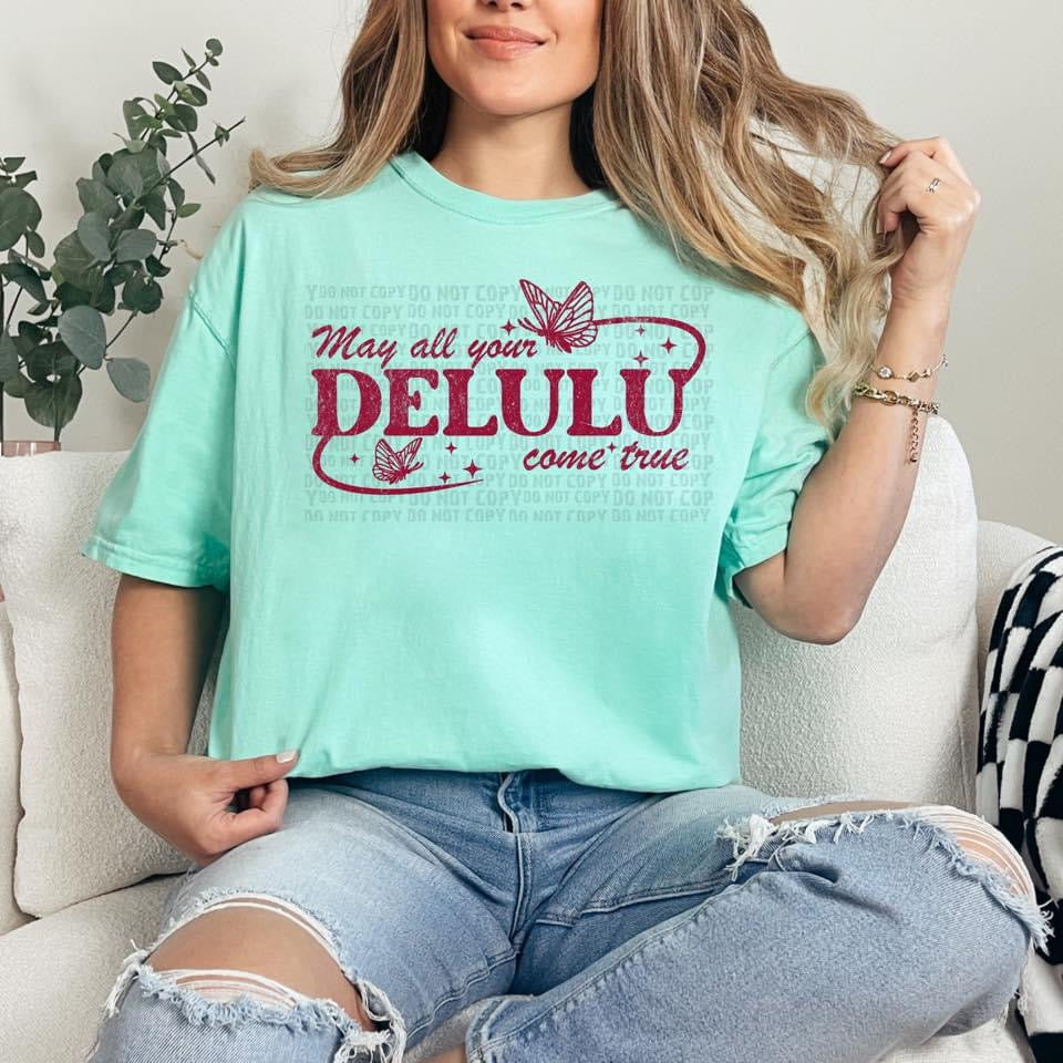 Delulu (watermelon) single color screen print transfer