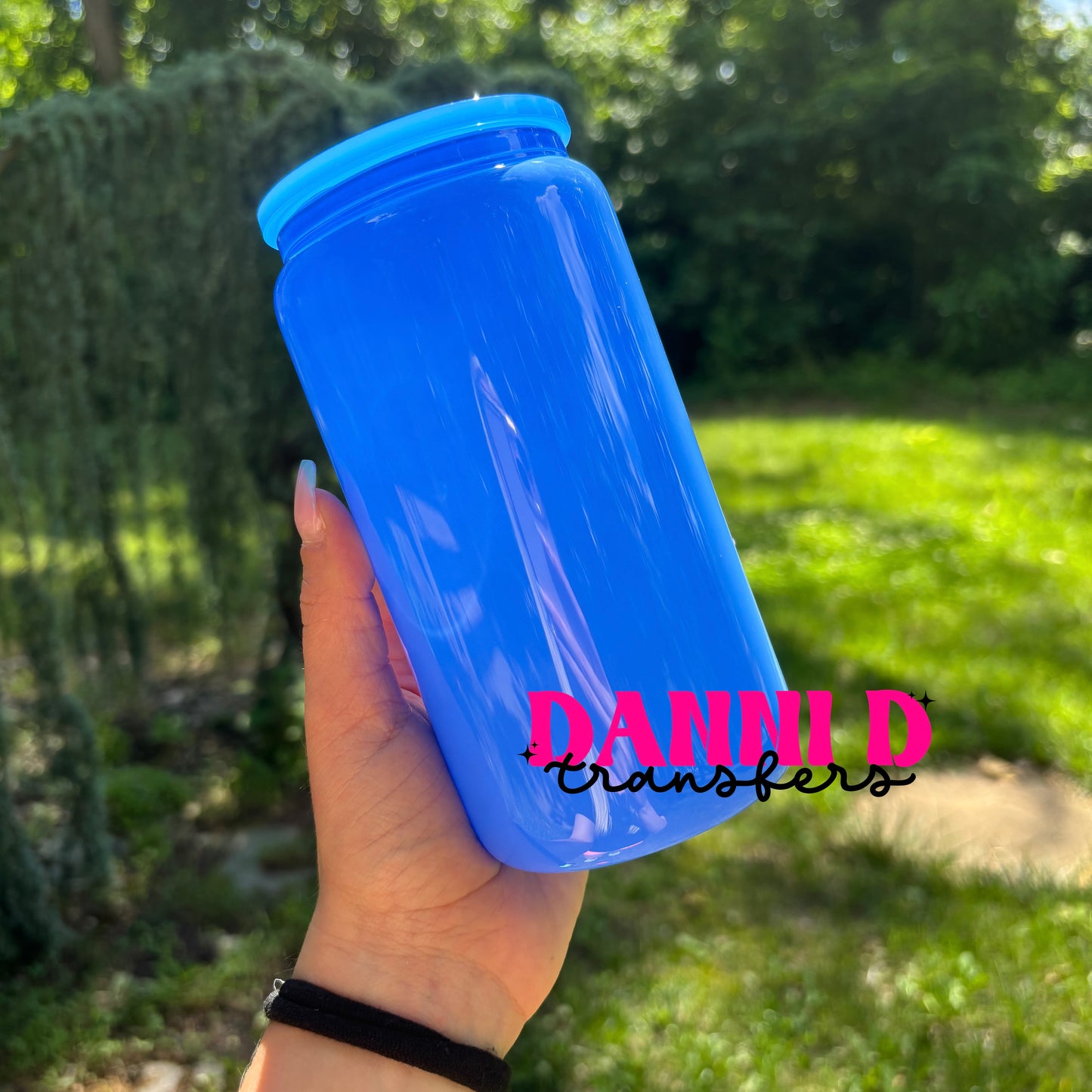 16 oz. NEON BLUE GLASS CAN