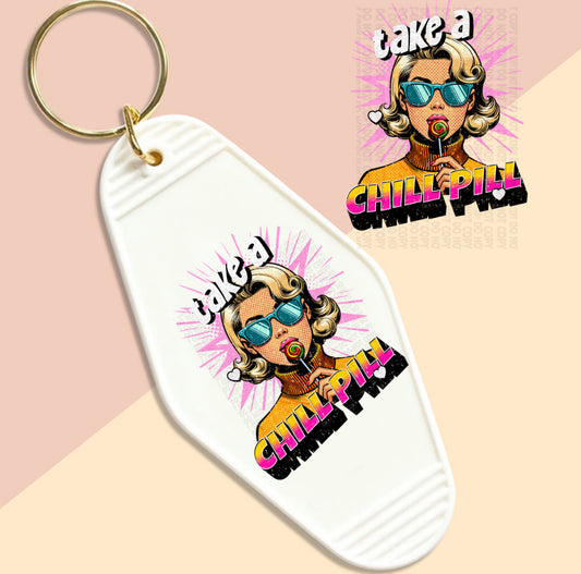 Chill pill keychain decal