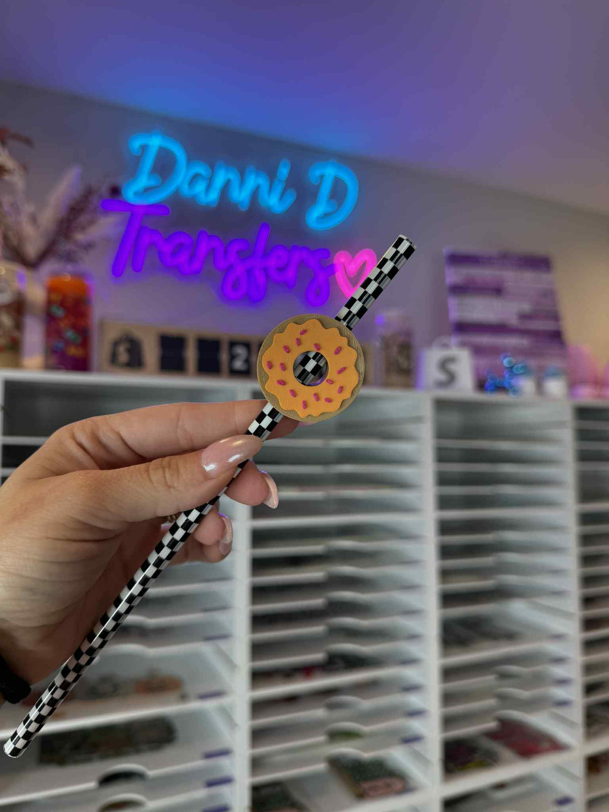 Orange Icing Donut 8mm Straw Topper (Standard Straw Size) Straw Not Included