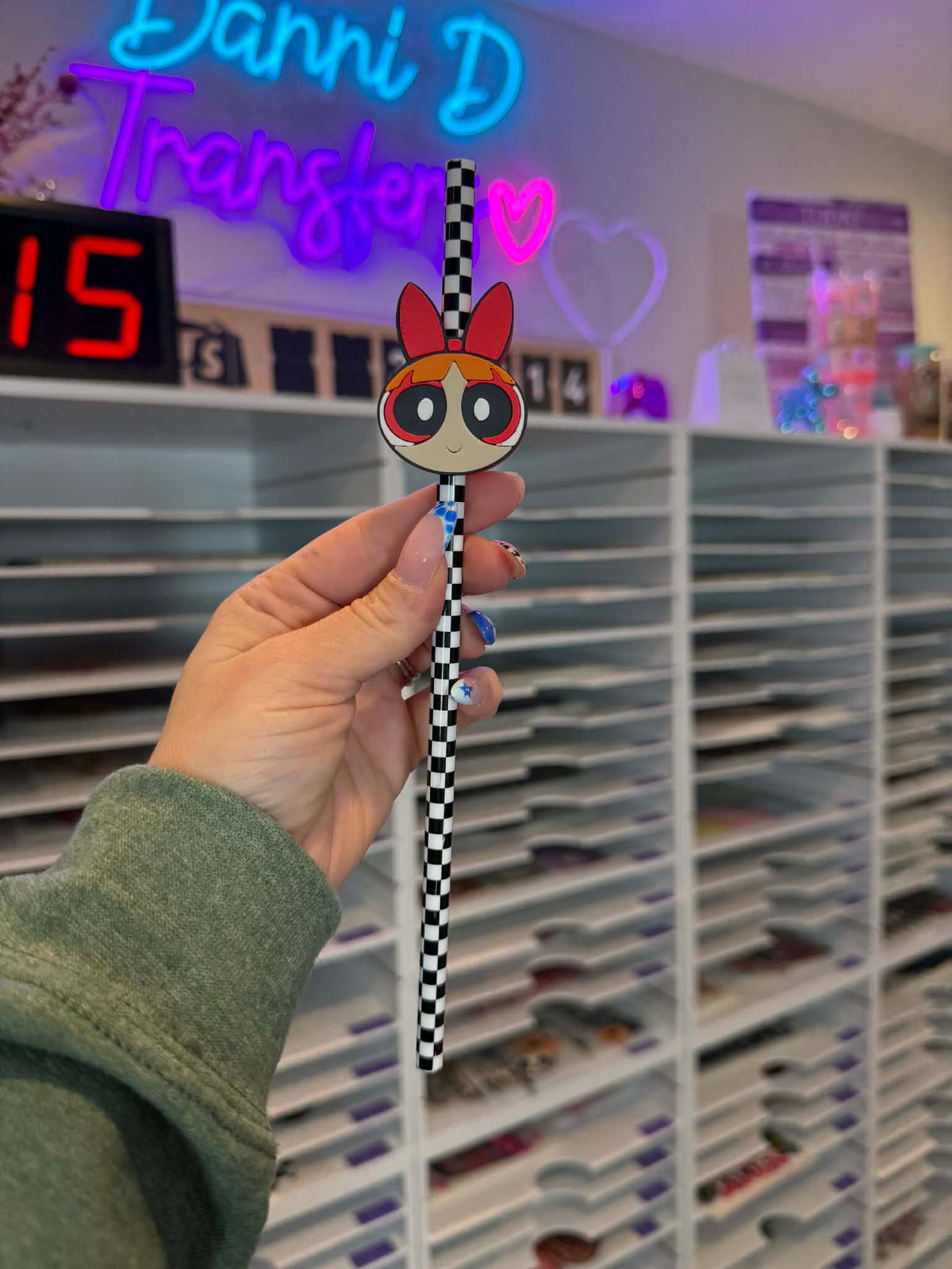 Red Puff Girl 8mm Straw Topper (Standard Straw Size) Straw Not Included