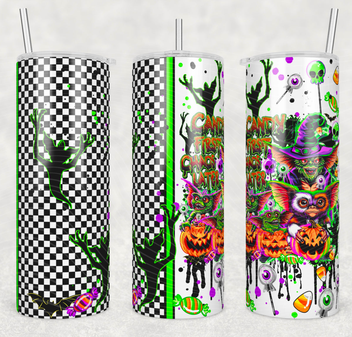 Candy chaos 20oz skinny sublimation tumbler