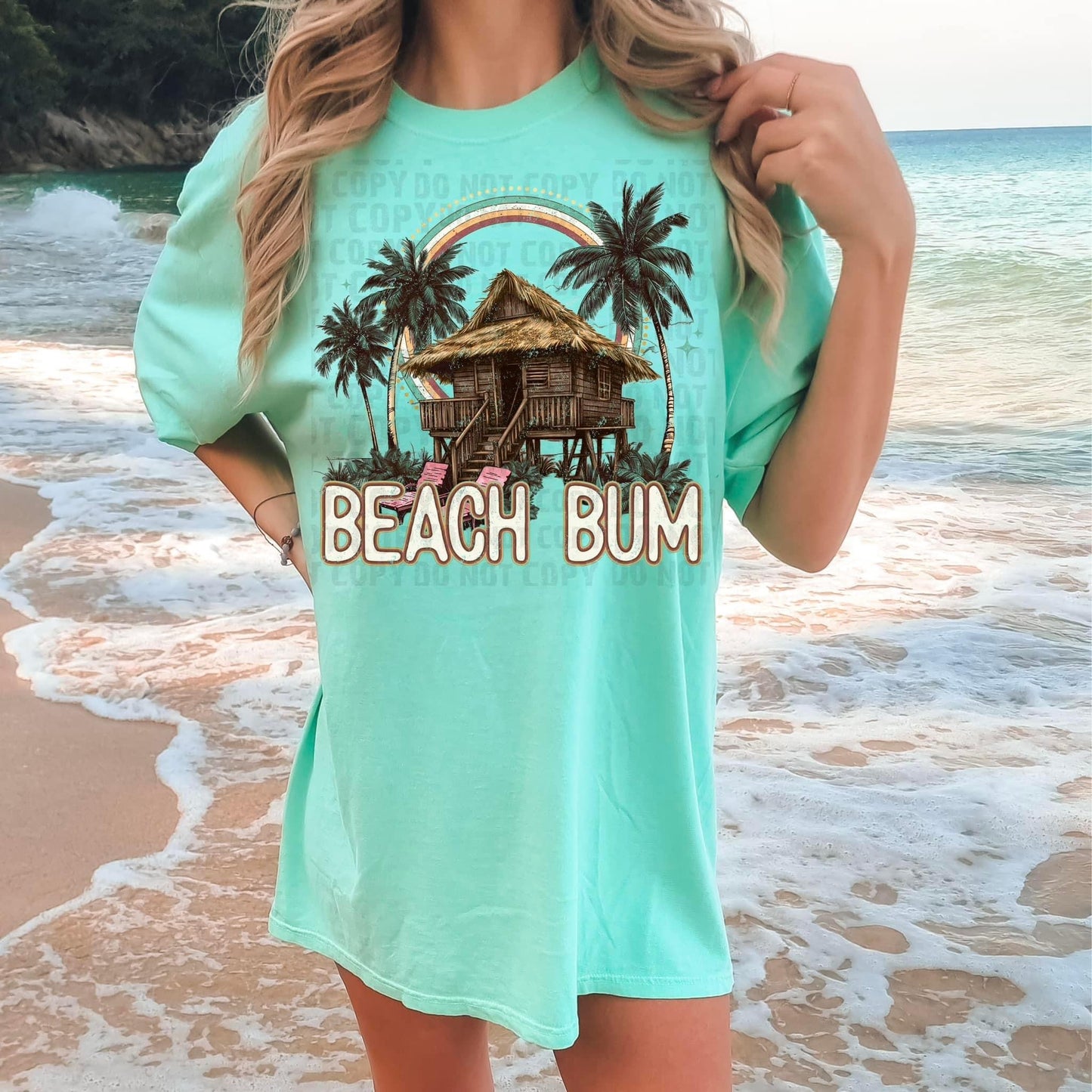 Beach bum screen print transfer